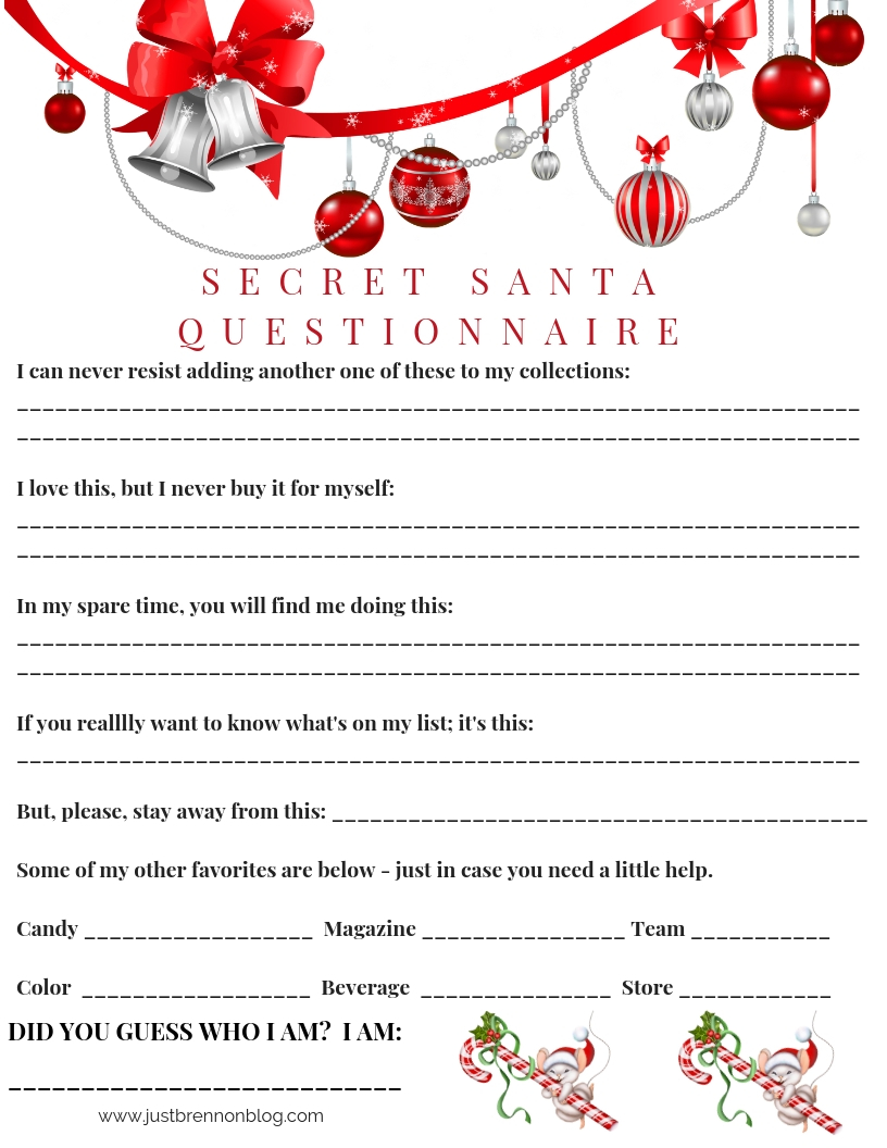 Free Downloads Secret Santa Questionnaires Since 2017... Just