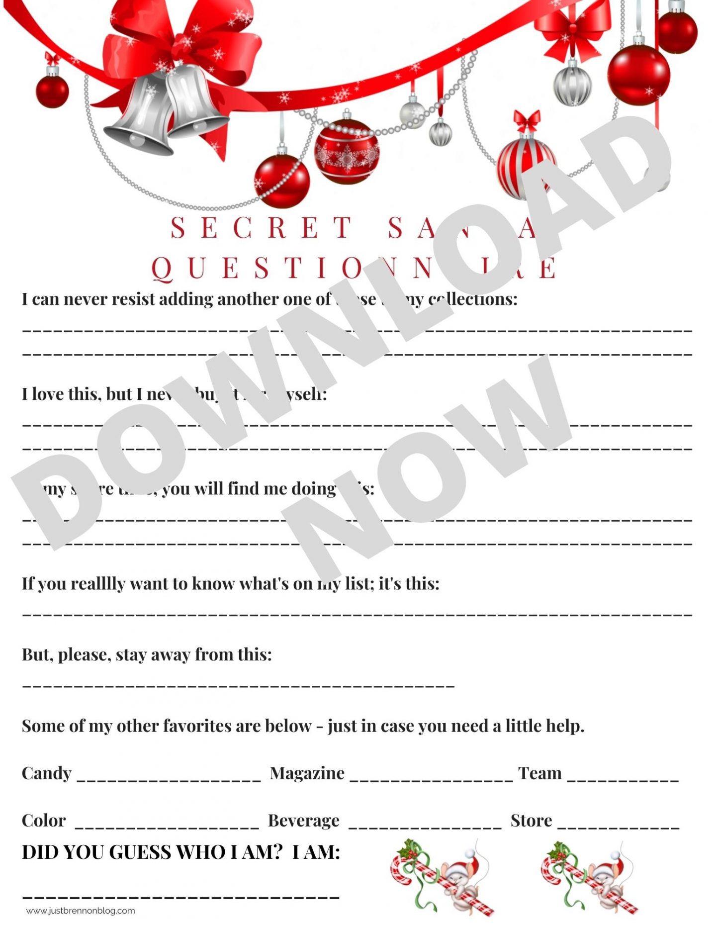 Downloads: Secret Santa Questionnaires Since 2017 – Now on Etsy! - Just ...