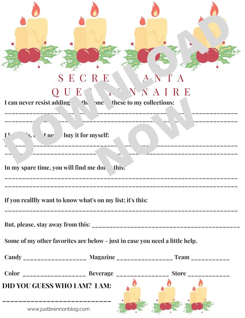 Downloads: Secret Santa Questionnaires Since 2017 – Now on Etsy! - Just ...