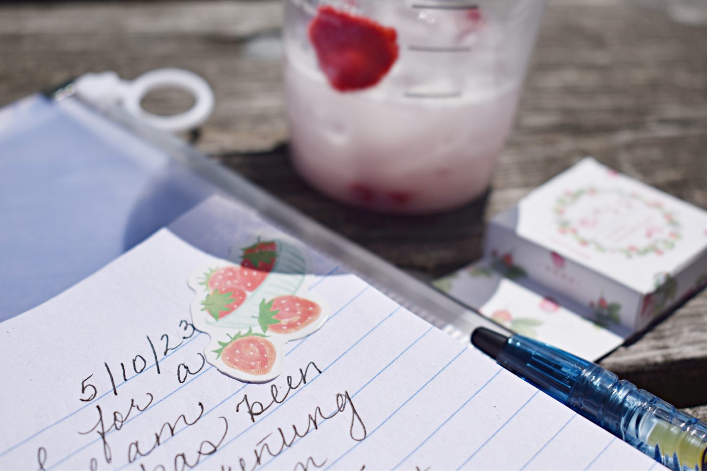 My Book of Positive Aspects During National Strawberry Month and Pink Drink from Starbucks.