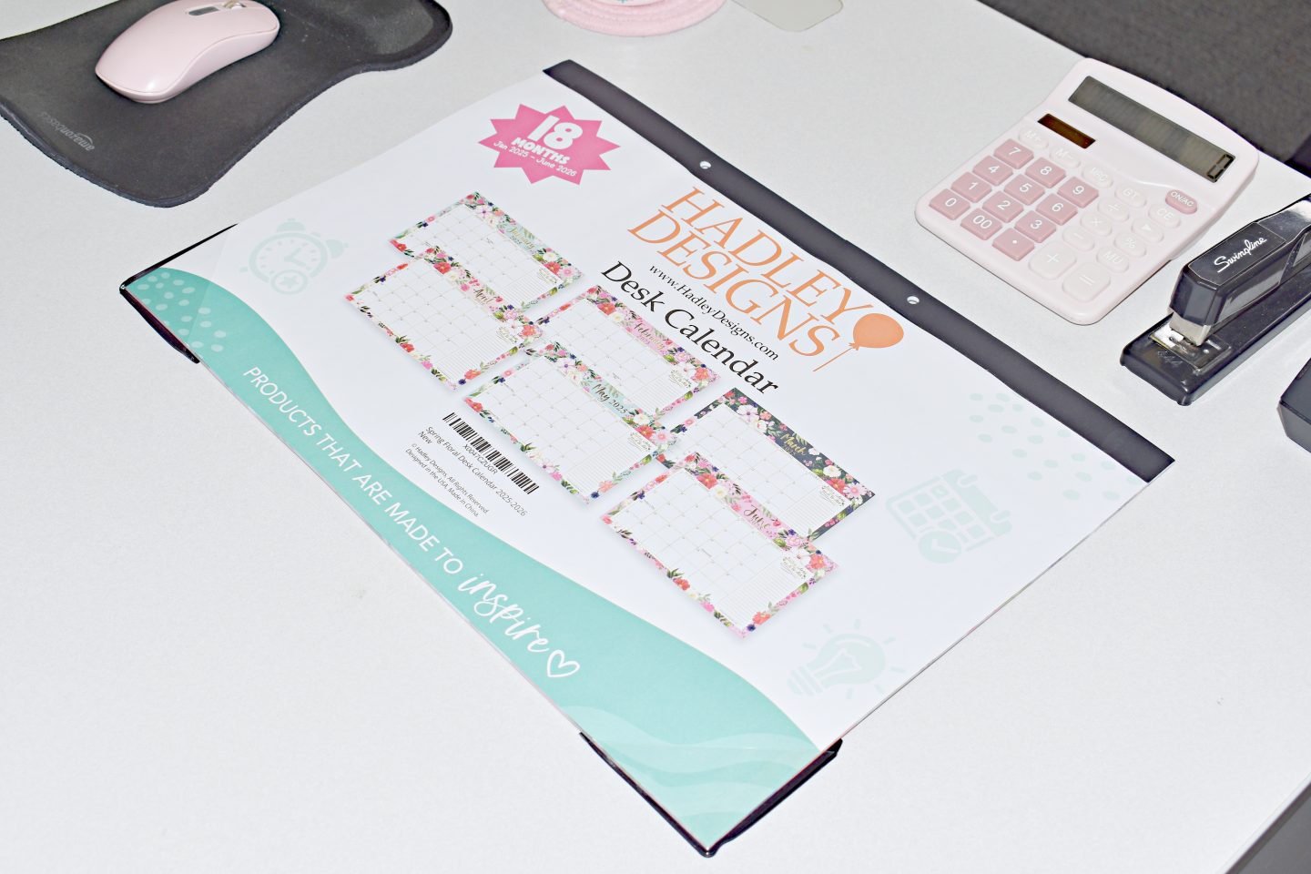 Hadley Designs 18-Month Desk Calendar